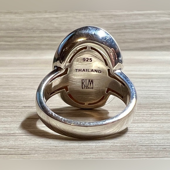 Designer RLM Studio Sterling Silver Orange Faceted Carnelian Puddle Ring, Size 6 - Picture 4 of 10